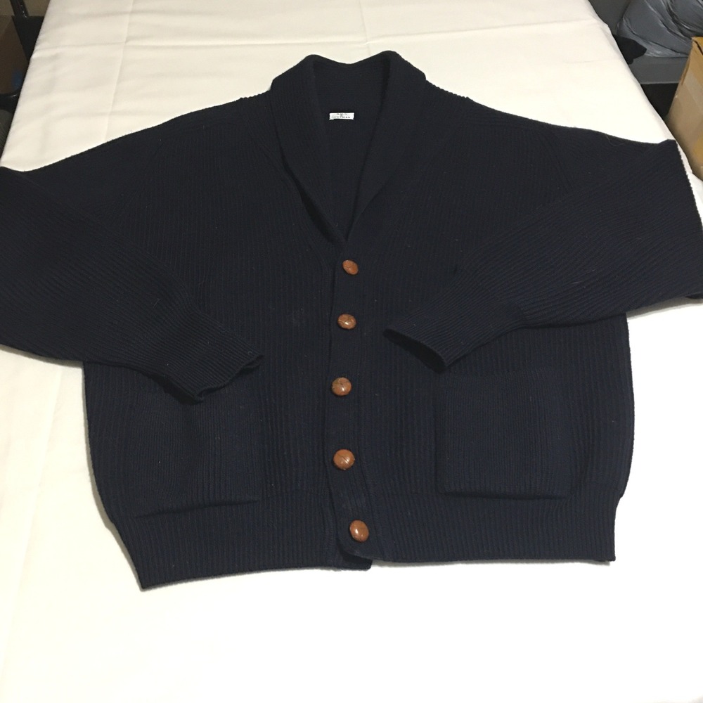 Maus & Hoffman Shawl Cardigan Mens XL Navy Blue Wool Buttons